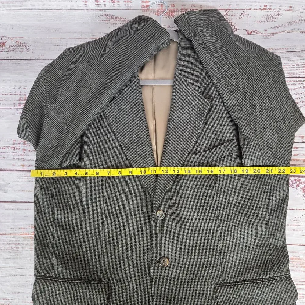 Oscar De La Renta Mens 42R Brown Houndstooth Check Blazer Tweed Wool Sport Coat